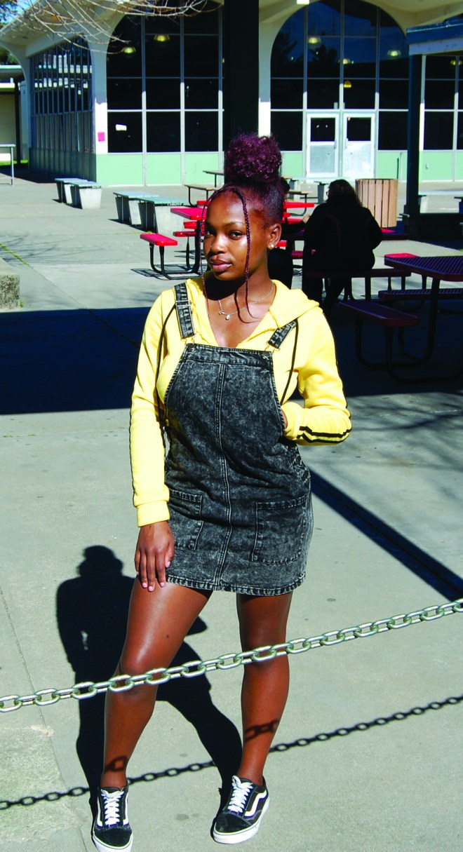 CYMK girl in overalls blouse